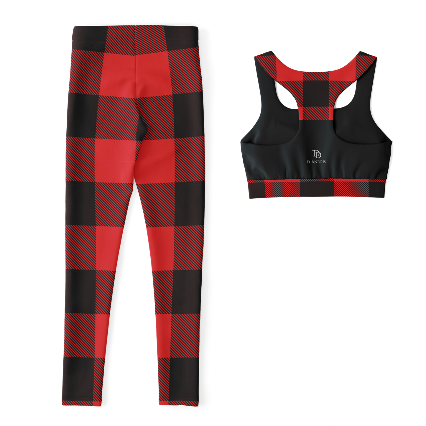 Plaid Padded Sports Bra & Leggings