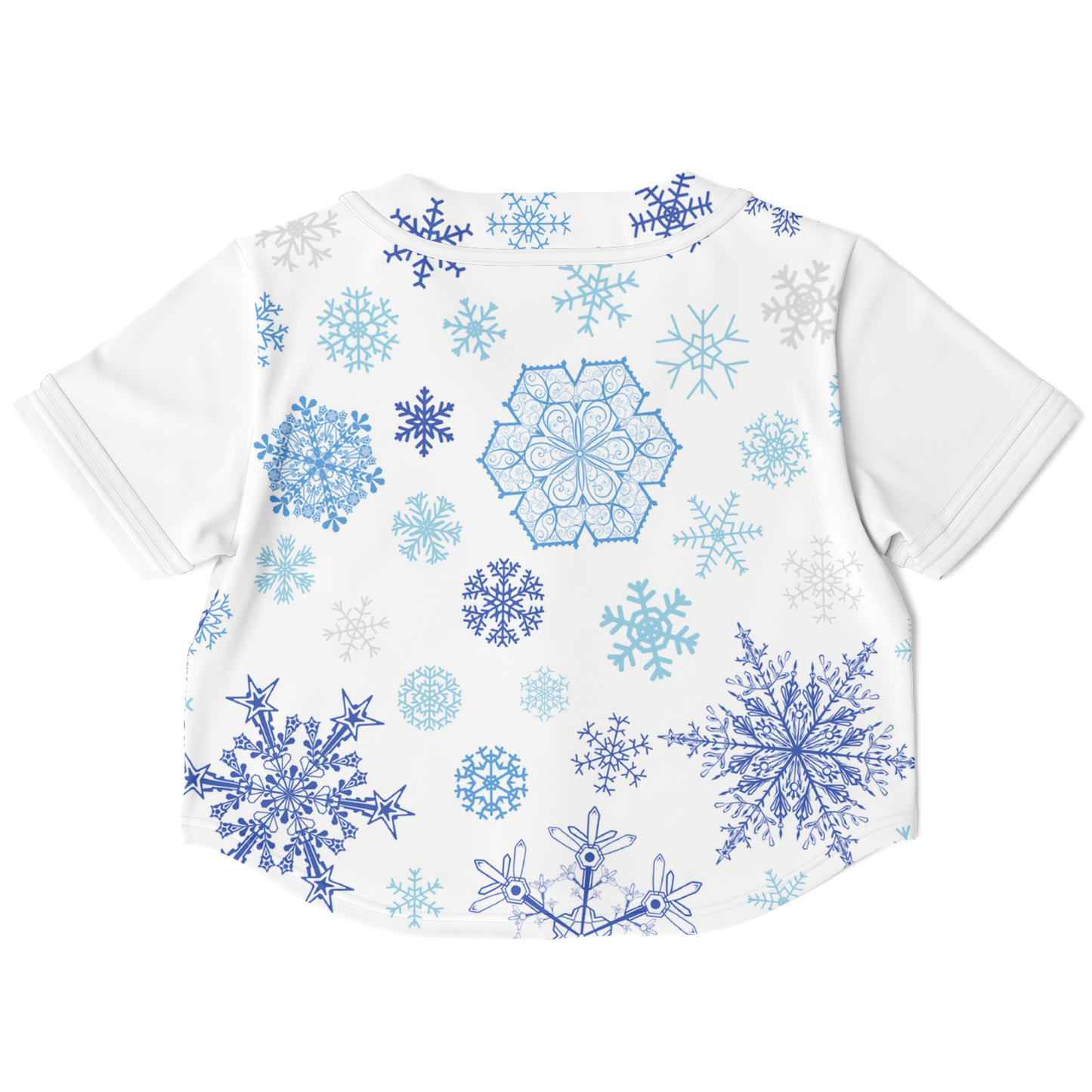 White Snowfall Christmas Cropped Baseball Jersey