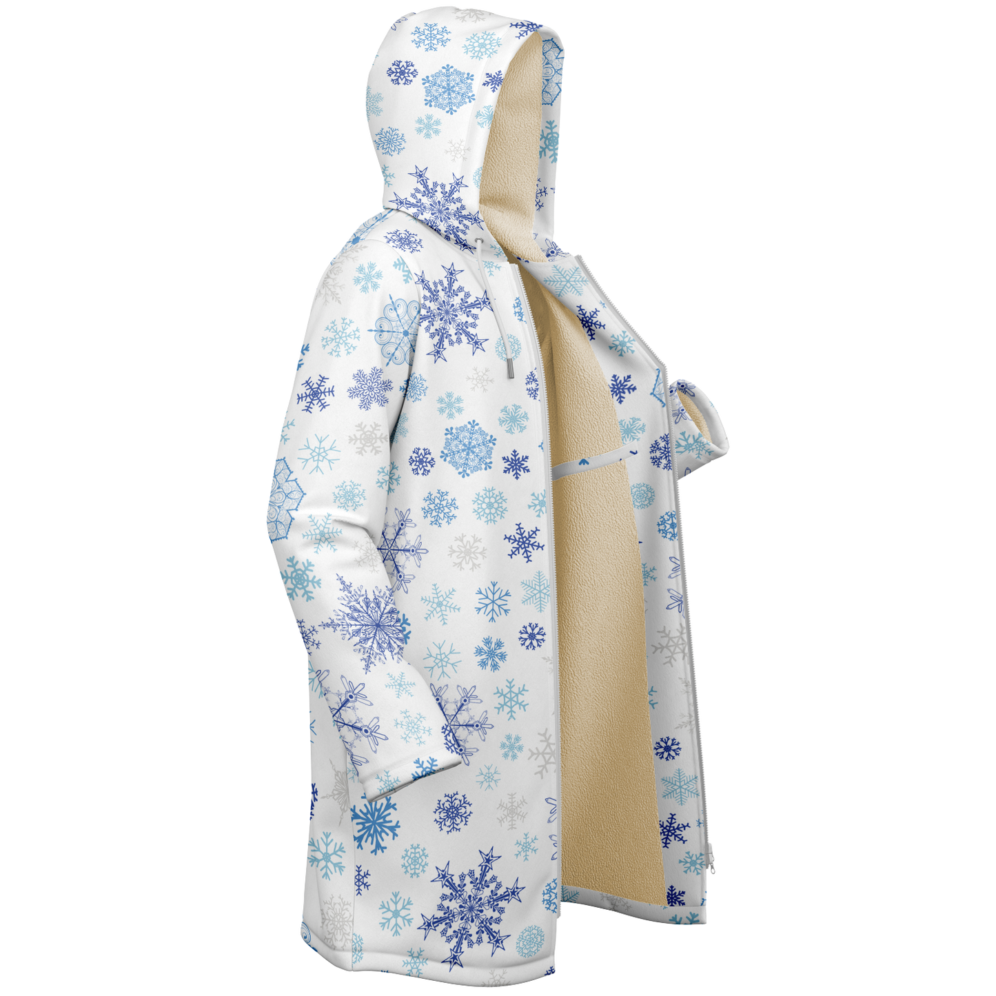 White Snowfall Christmas Zipper Cloak