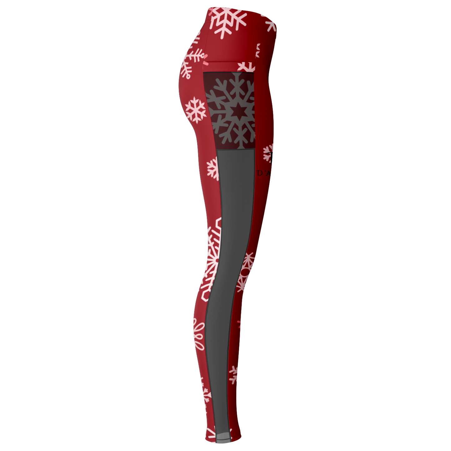 Red Snowfall Christmas Mesh Pocket Legging