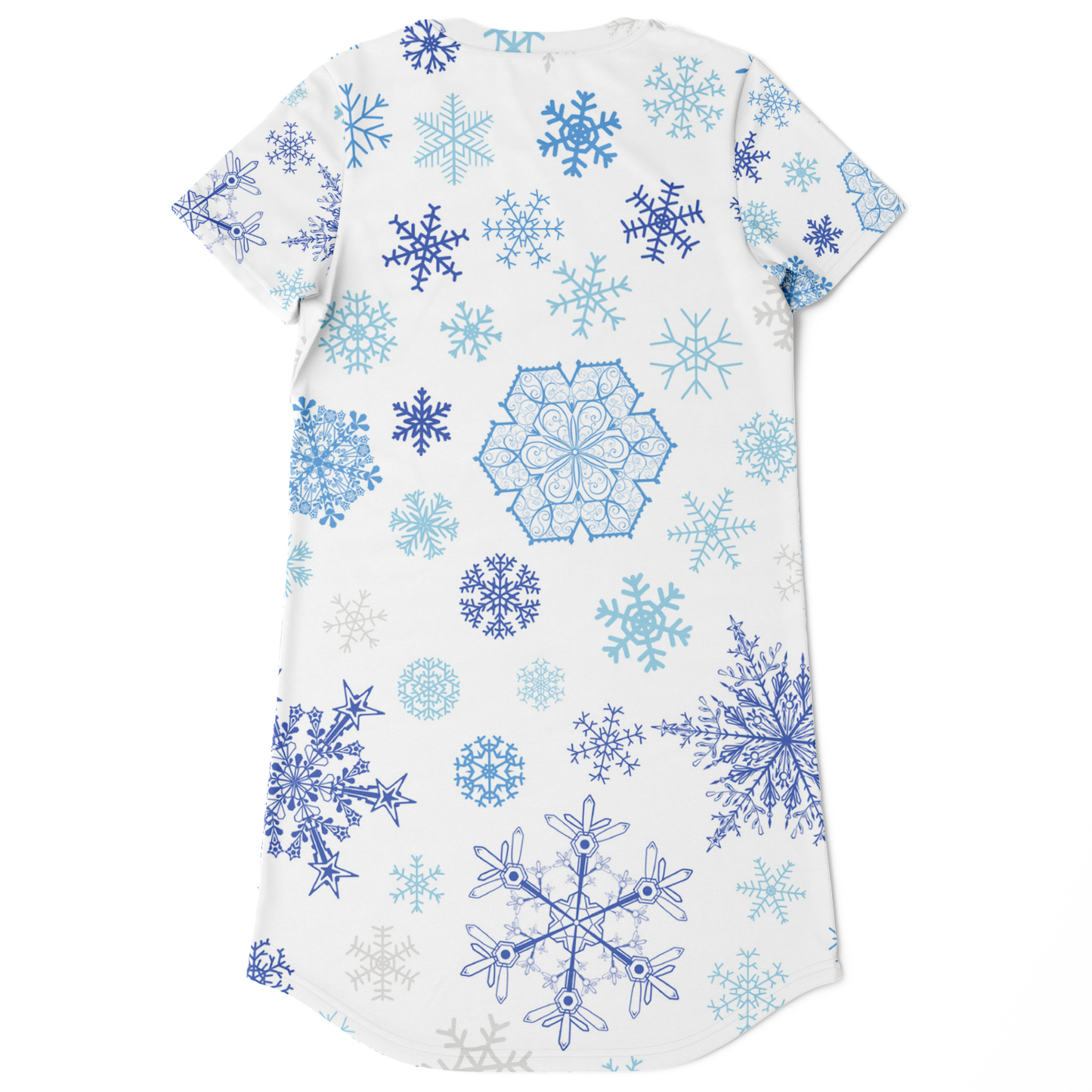 White Snowfall Christmas T-Shirt Dress