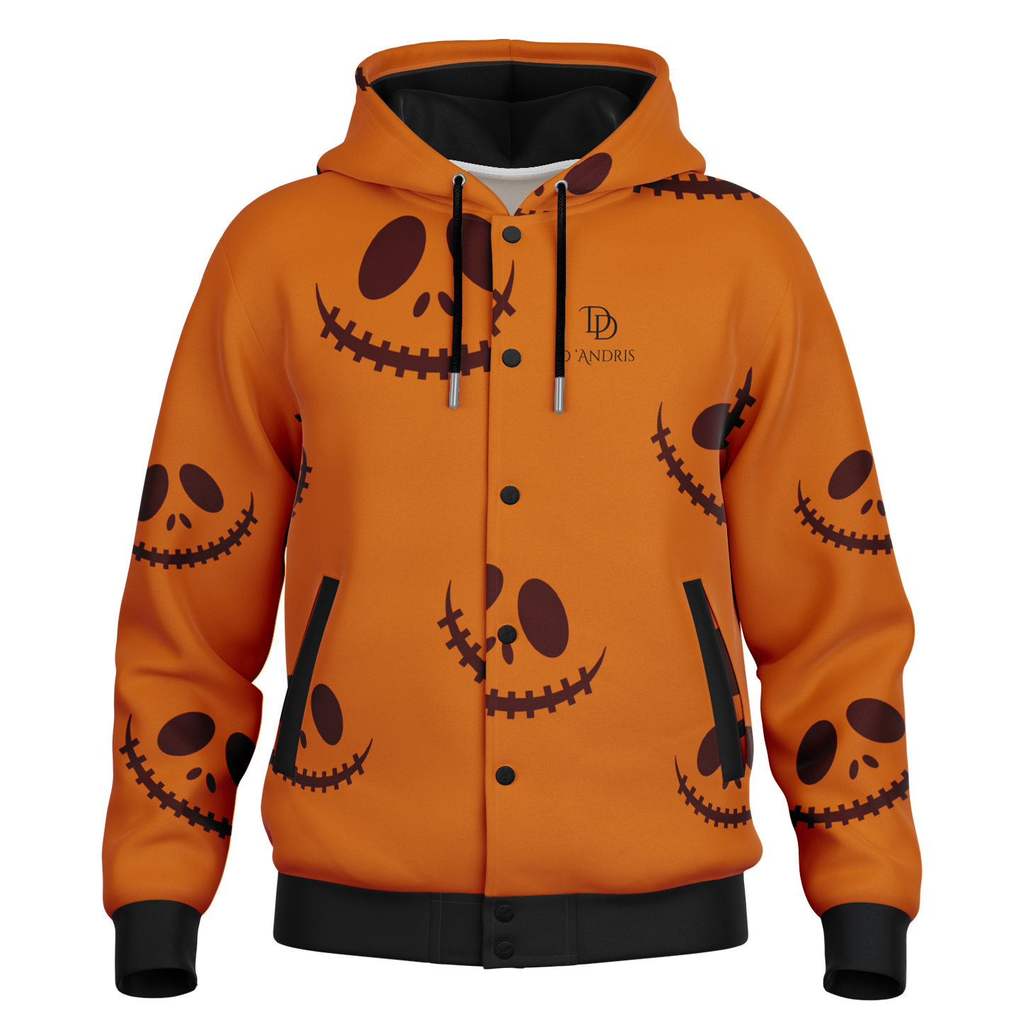 Halloween Jack's Smile Hooded Baseball Jacket