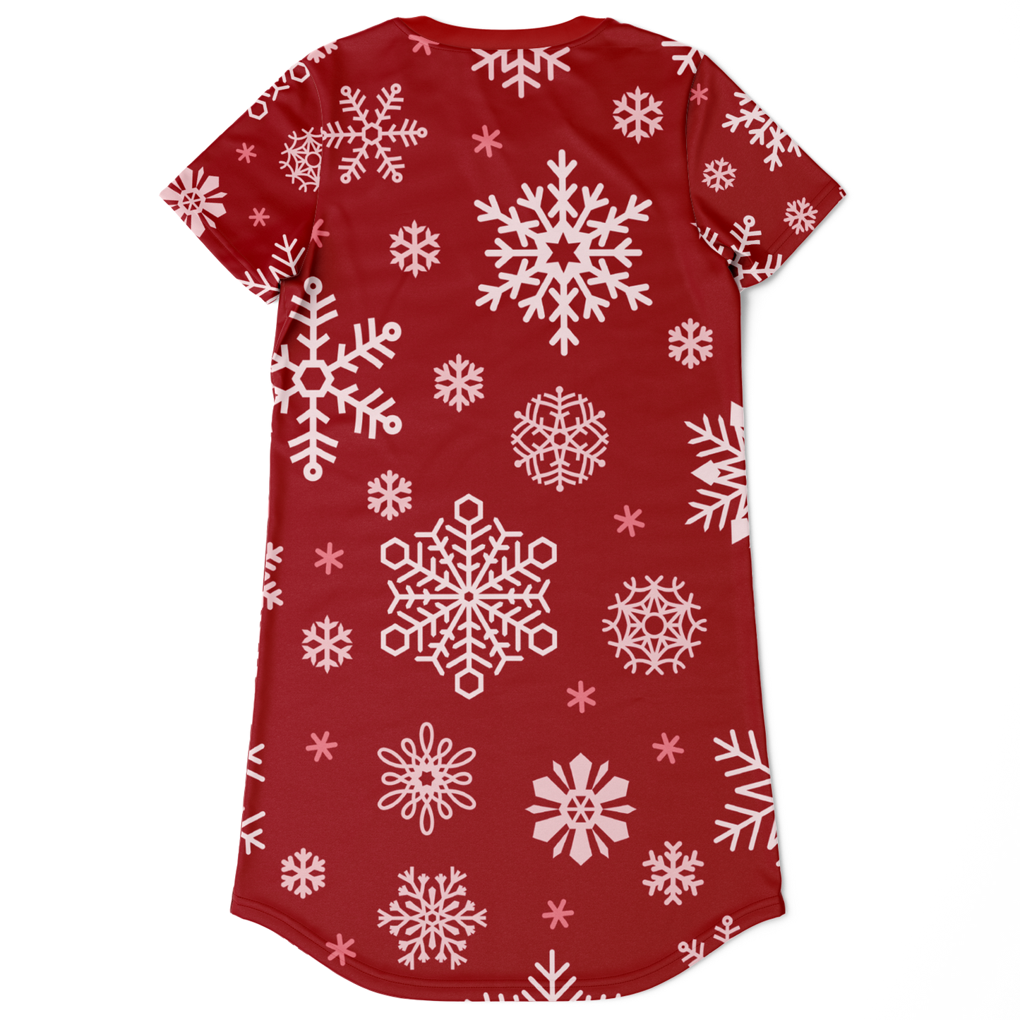Red Snowfall Christmas T-Shirt Dress