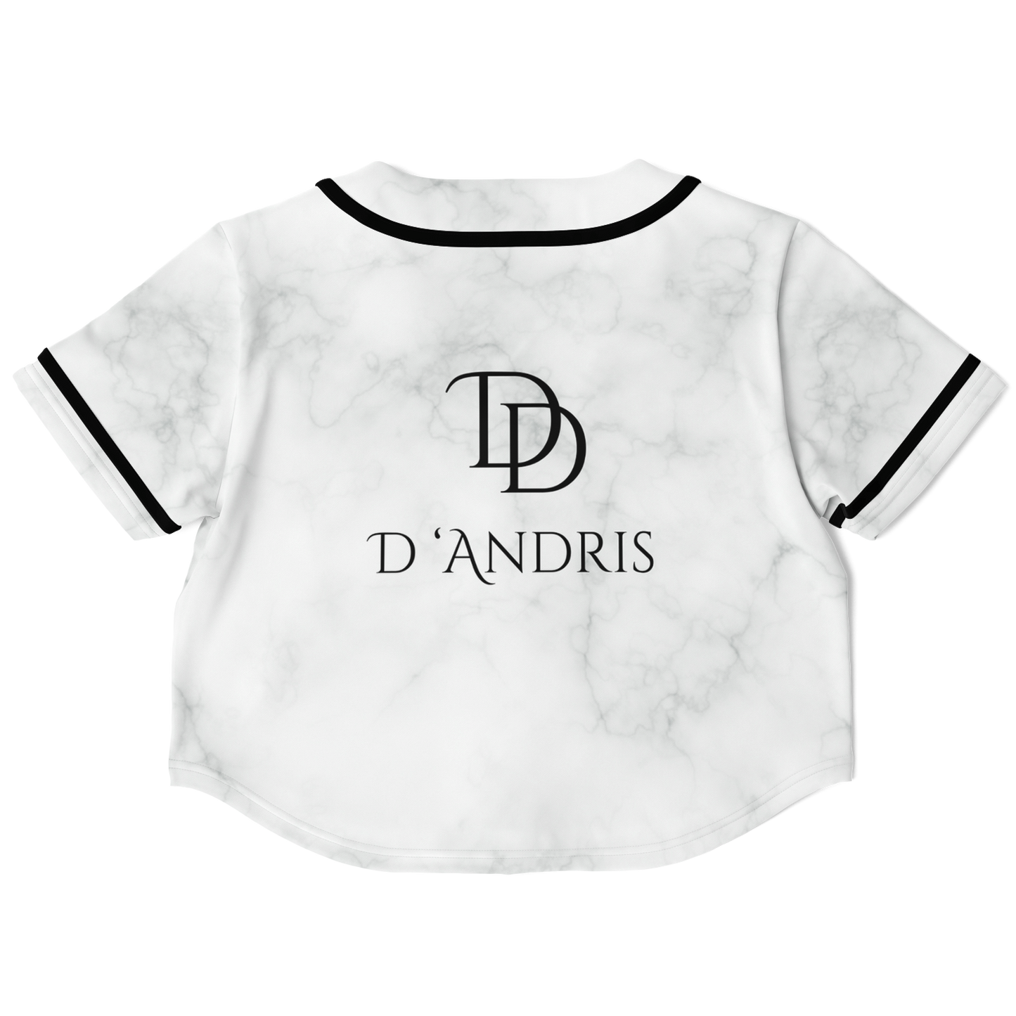 White Marble Cropped Baseball Jersey