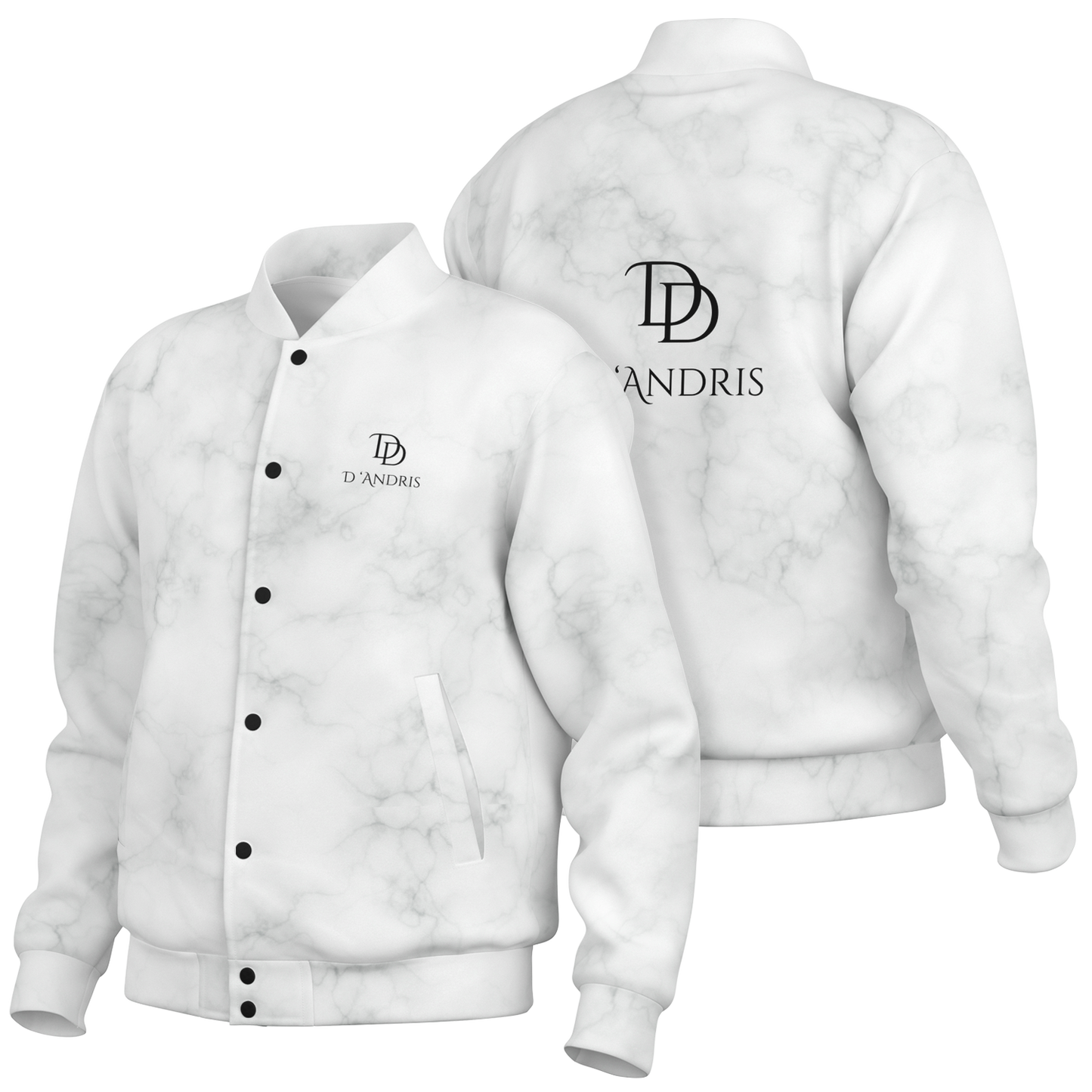 White Marble Baseball Jacket