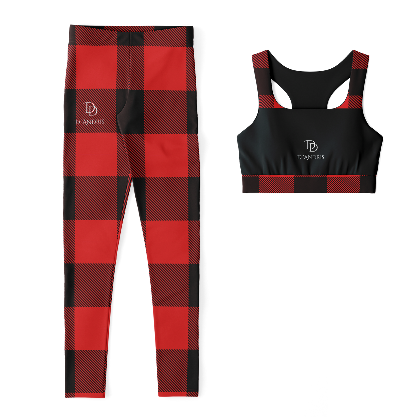 Plaid Padded Sports Bra & Leggings