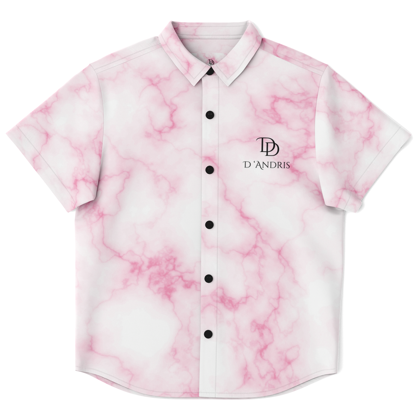 Pink Marble Kids/Youth Short Sleeve Button Down Shirt