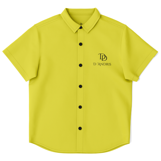 Yellow Kids/Youth Short Sleeve Button Down Shirt