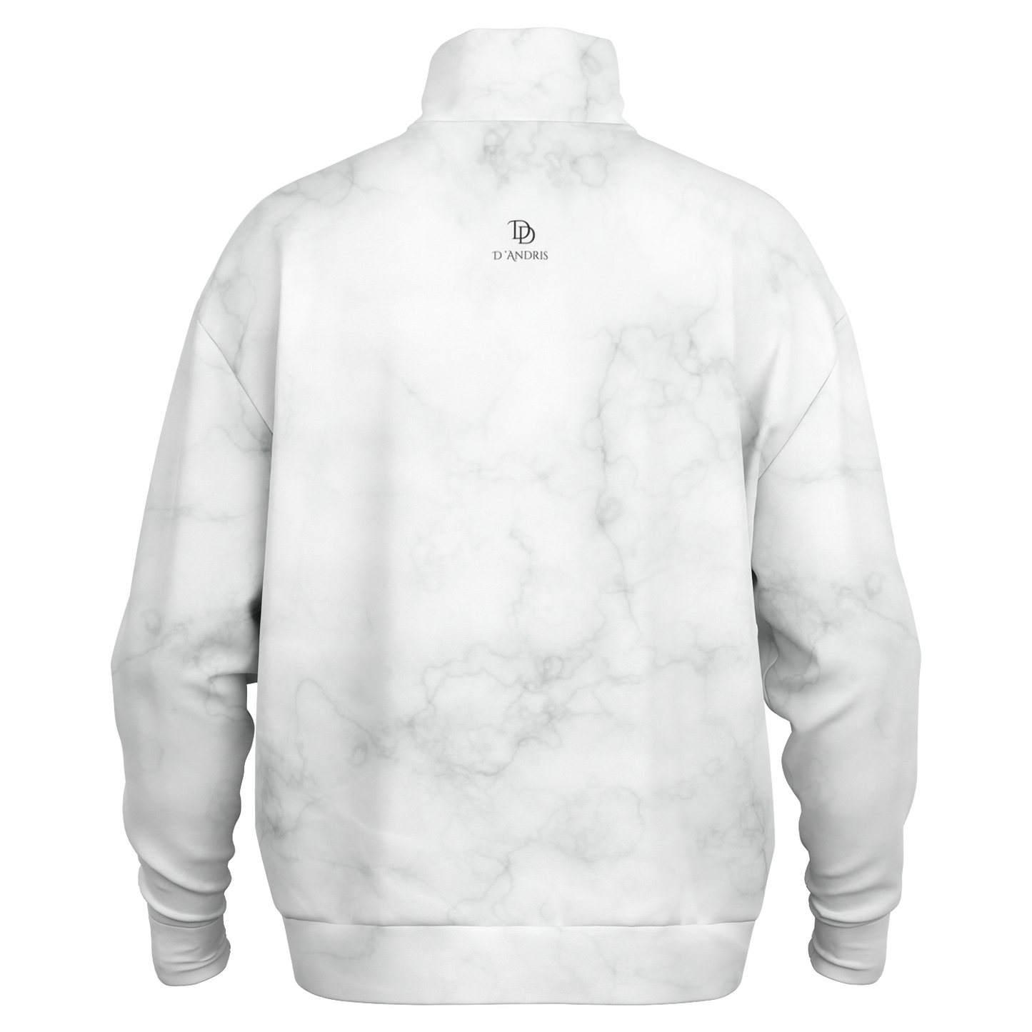 White Marble Heavyweight Over-sized Quarter Zip Sweatshirt