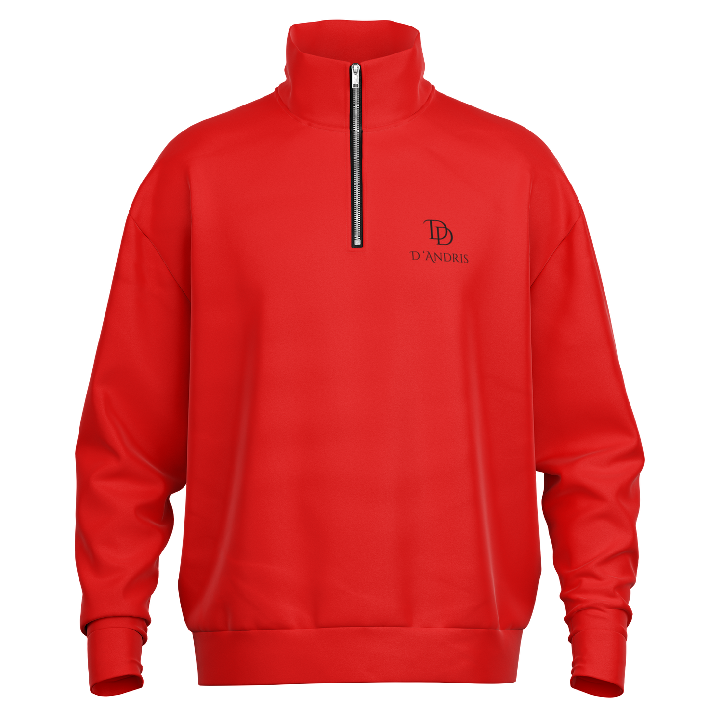 Red Heavyweight Over-sized Quarter Zip Sweatshirt