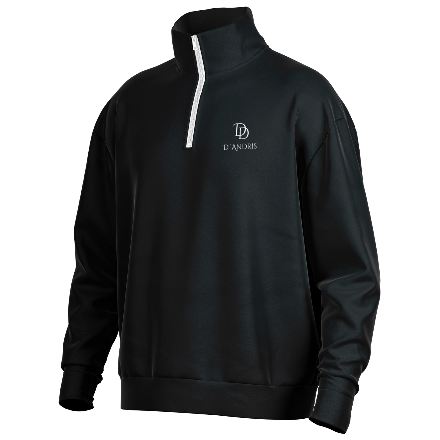 Black Heavyweight Over-sized Quarter Zip Sweatshirt