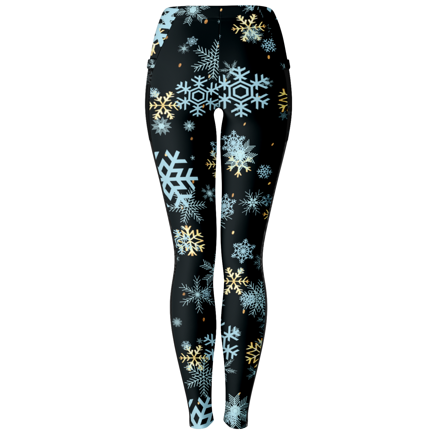 Black Snowfall Christmas Mesh Pocket Legging