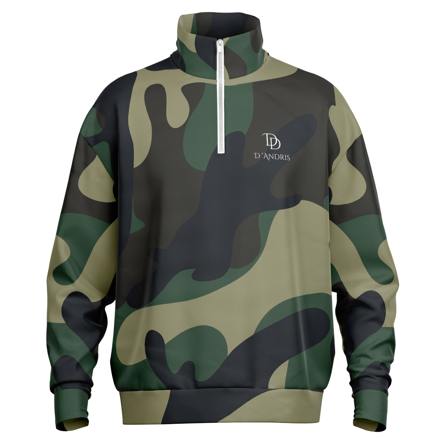 Camo Heavyweight Over-sized Quarter Zip Sweatshirt