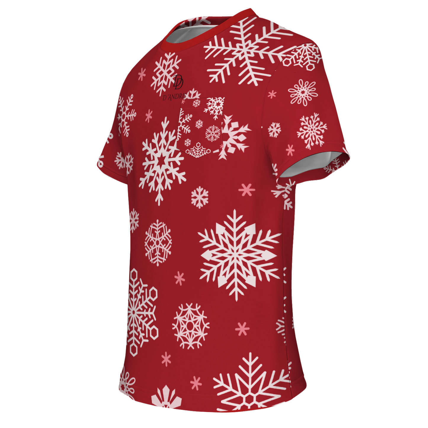 Red Snowfall Christmas Pocket T-shirt