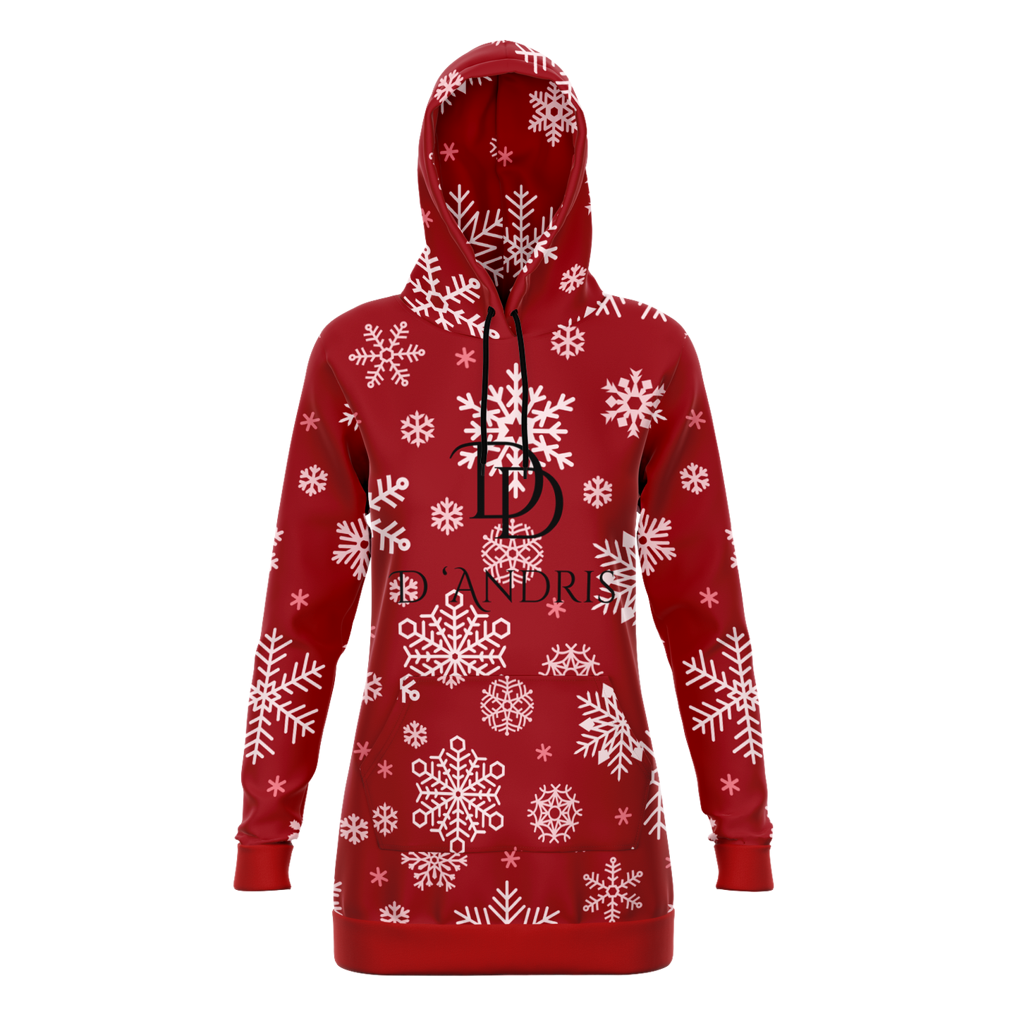 Red Snowfall Christmas Longline Hoodie