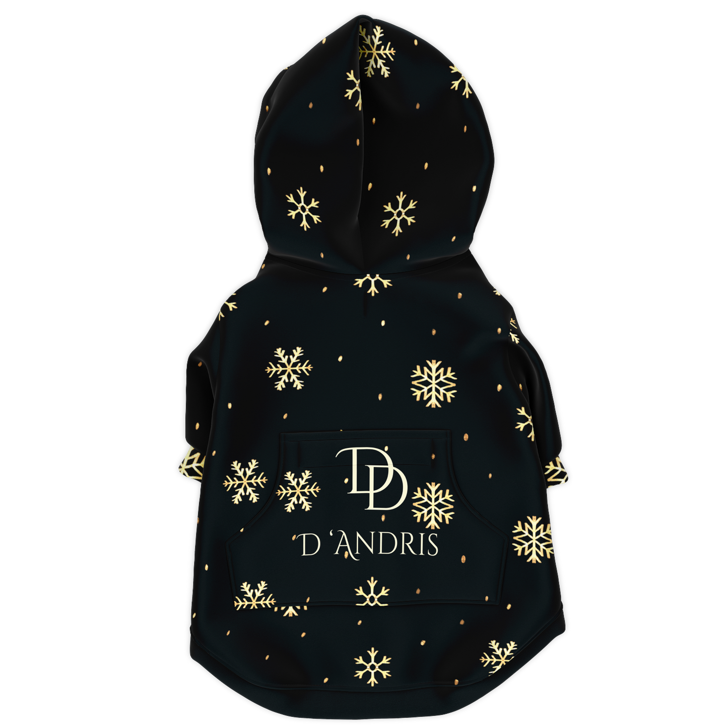 Black & Gold Christmas Dog Zip-Up Hoodie