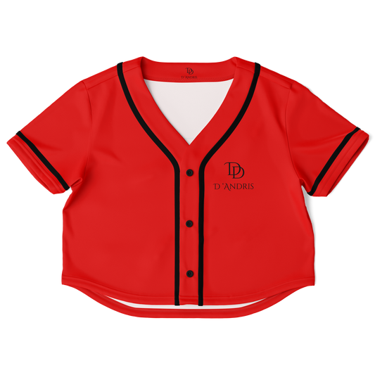 Red Cropped Baseball Jersey