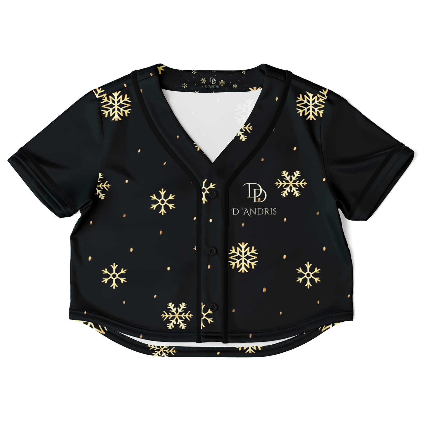 Black & Gold Christmas Cropped Baseball Jersey