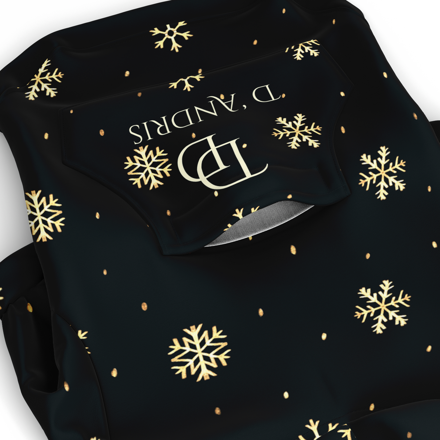 Black & Gold Christmas Dog Zip-Up Hoodie