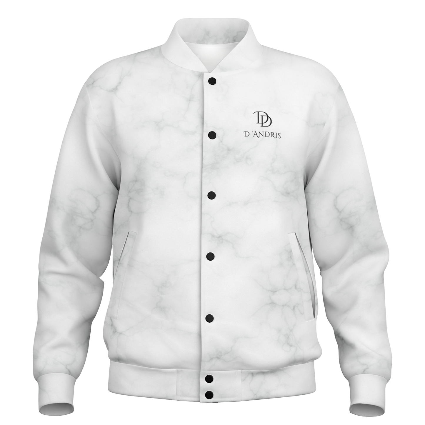 White Marble Baseball Jacket