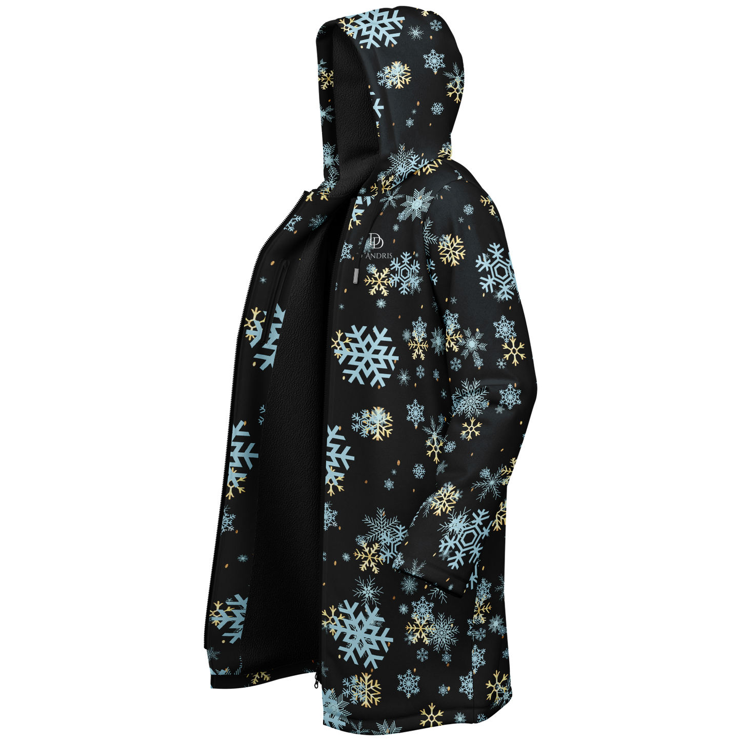 Black Snowfall Christmas Zipper Cloak