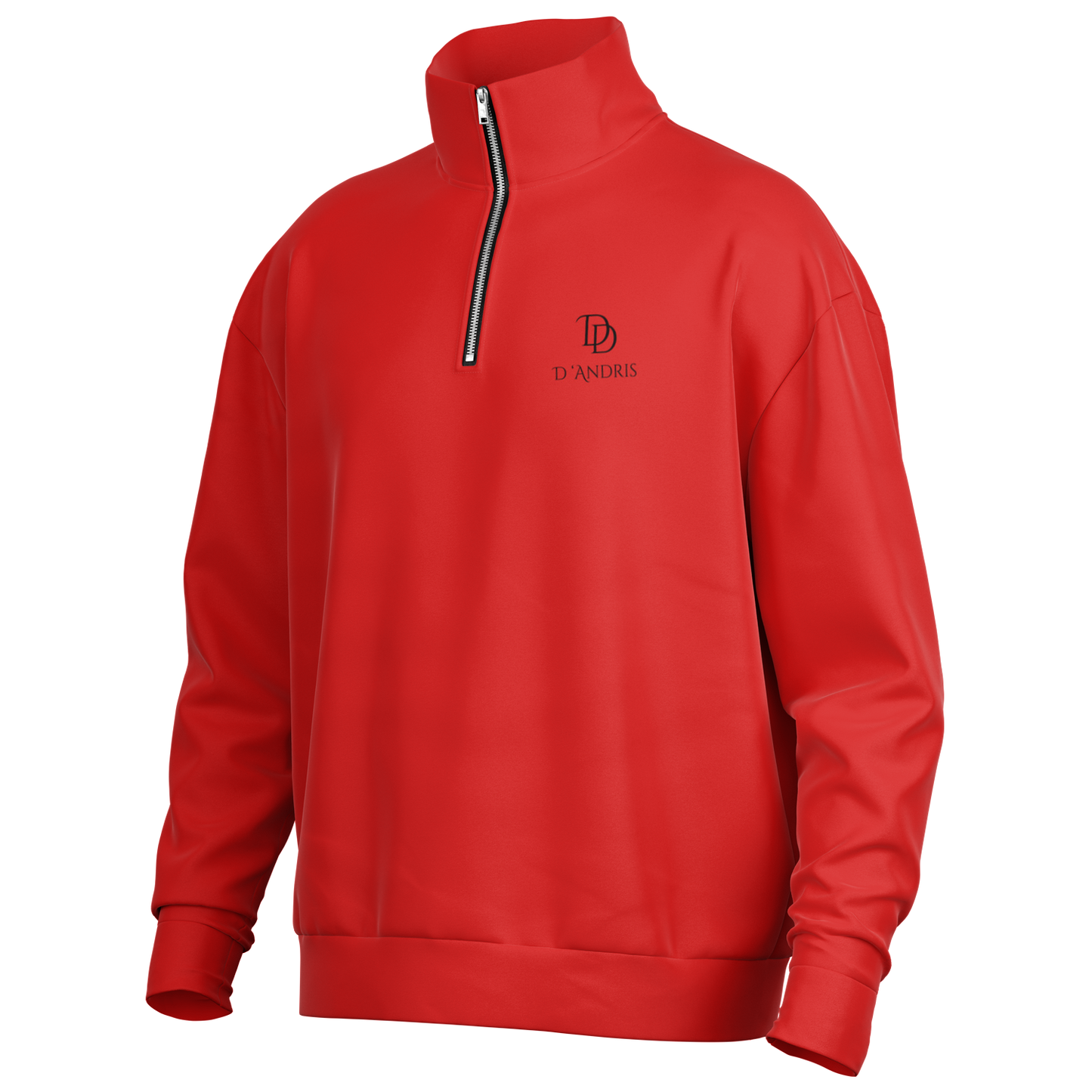 Red Heavyweight Over-sized Quarter Zip Sweatshirt
