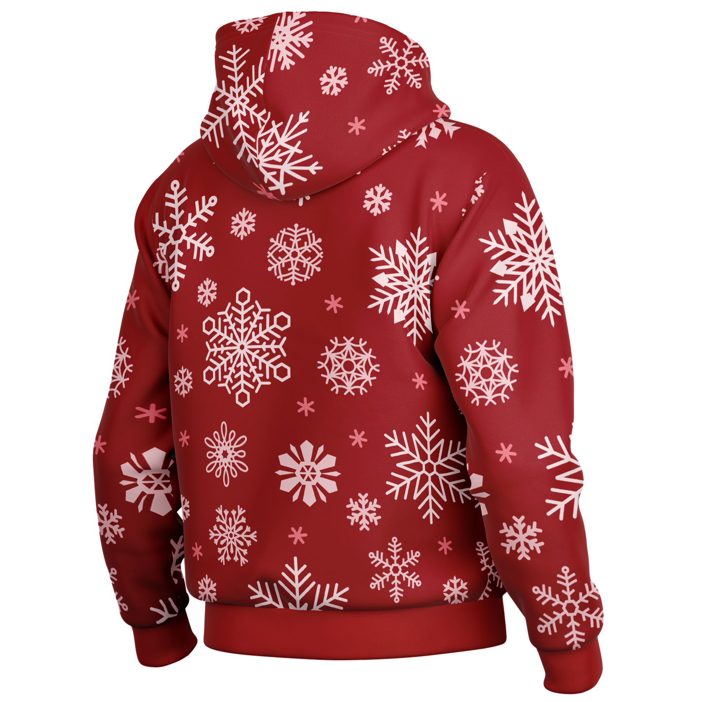 Red Snowfall Christmas Hooded Baseball Jacket
