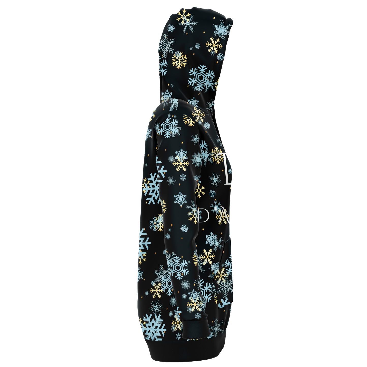 Black Snowfall Christmas Longline Hoodie