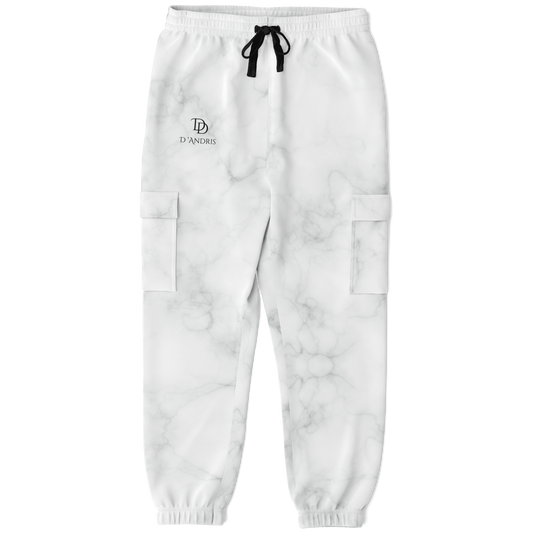 White Marble Cargo Sweatpants