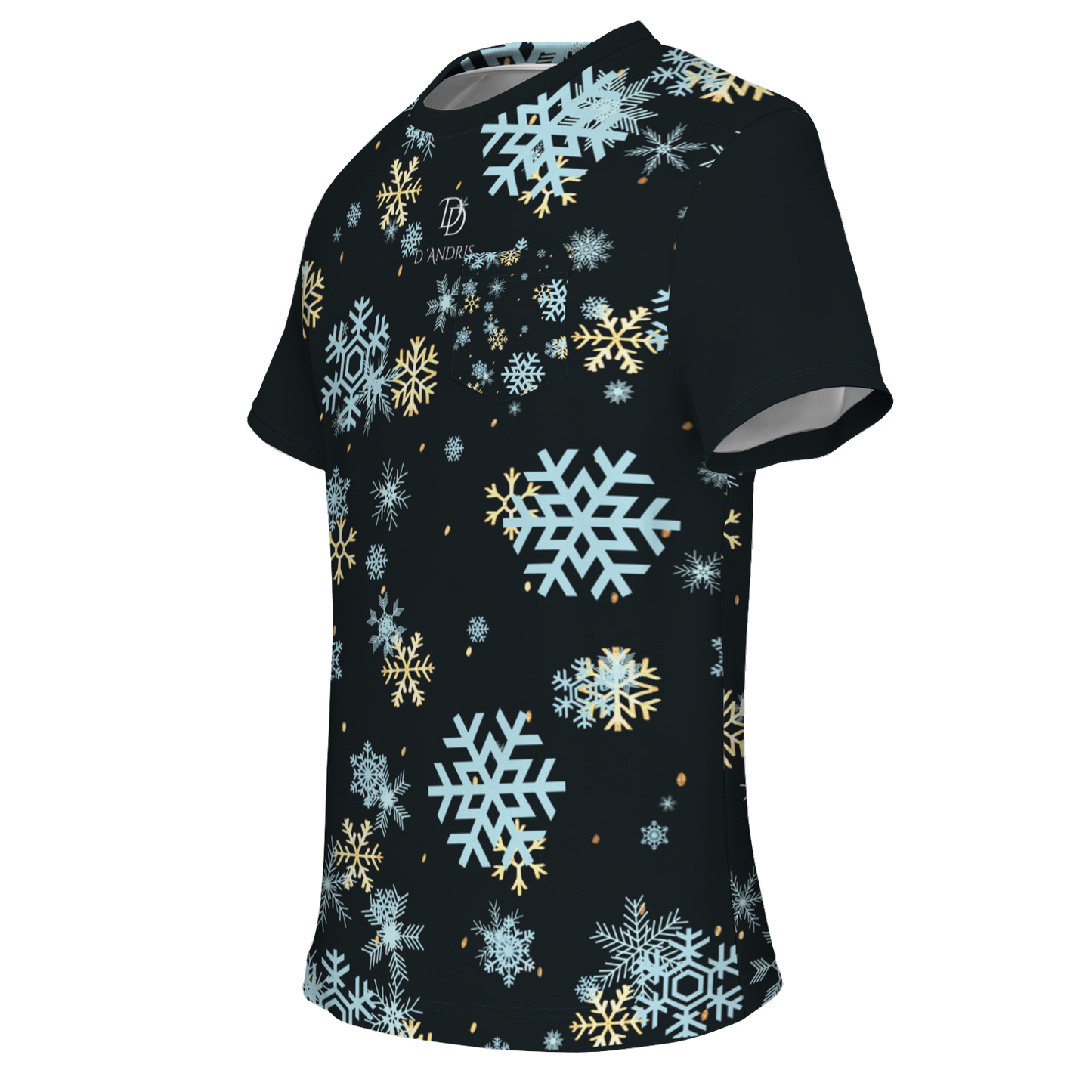 Black Snowfall Christmas Pocket T-shirt