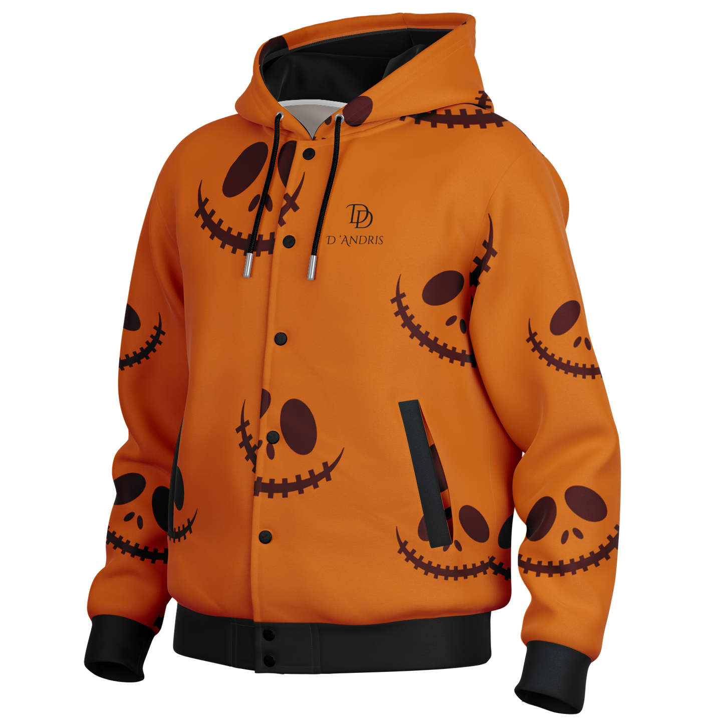 Halloween Jack's Smile Hooded Baseball Jacket