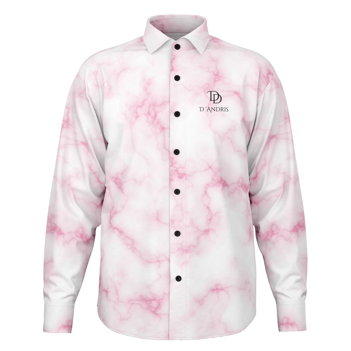 Pink Marble Long Sleeve Button Down Shirt