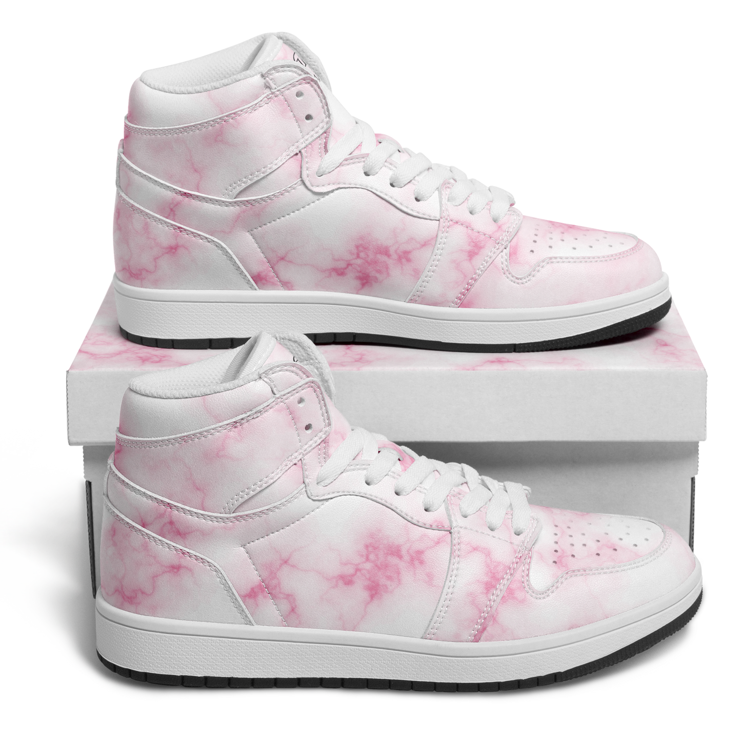 Pink Marble High Top Shoes