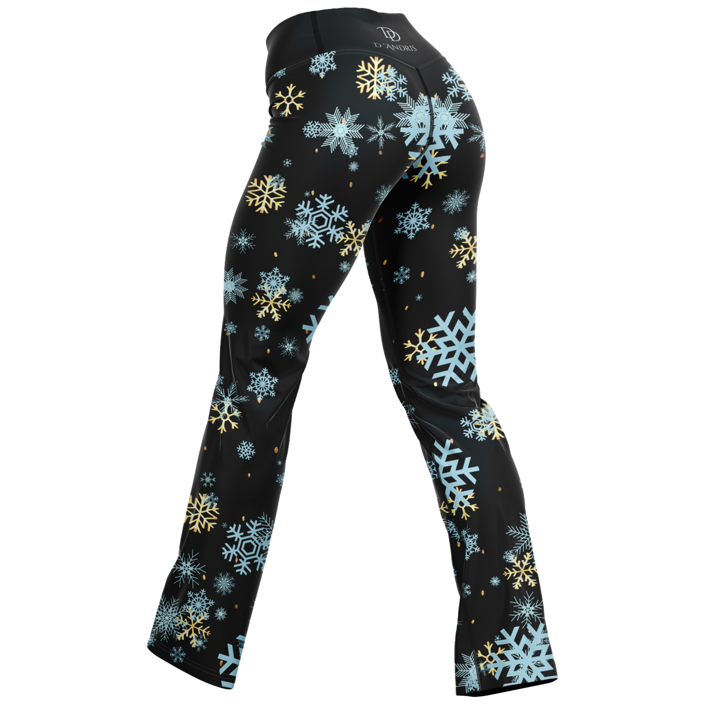 Black Snowfall Christmas Flare Leggings