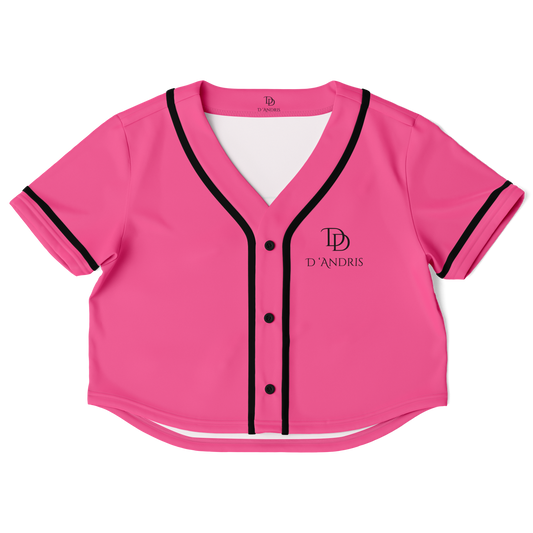 Pink Cropped Baseball Jersey