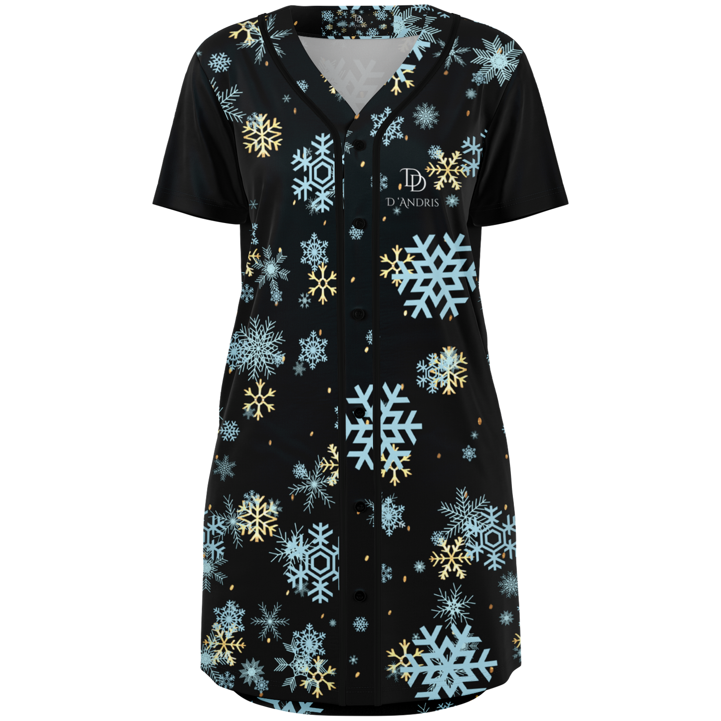 Black Snowfall Christmas Baseball Jersey Dress