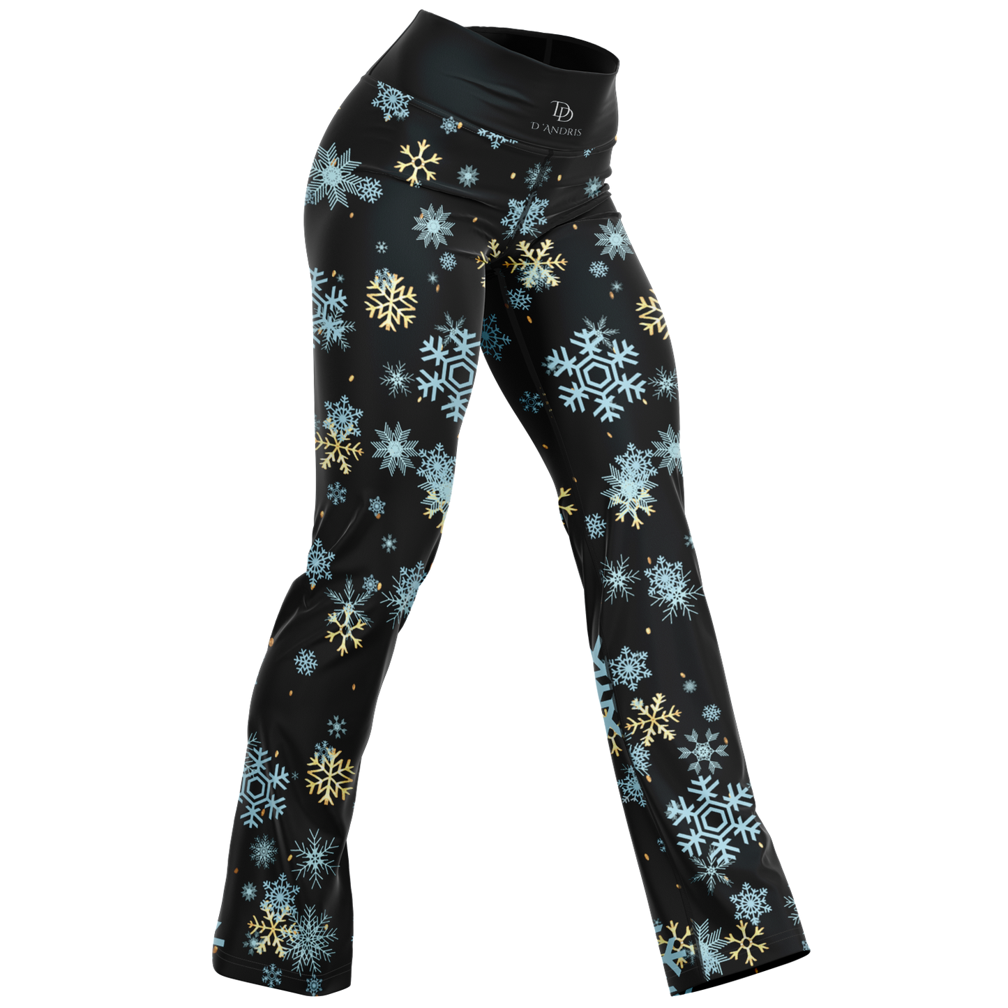 Black Snowfall Christmas Flare Leggings