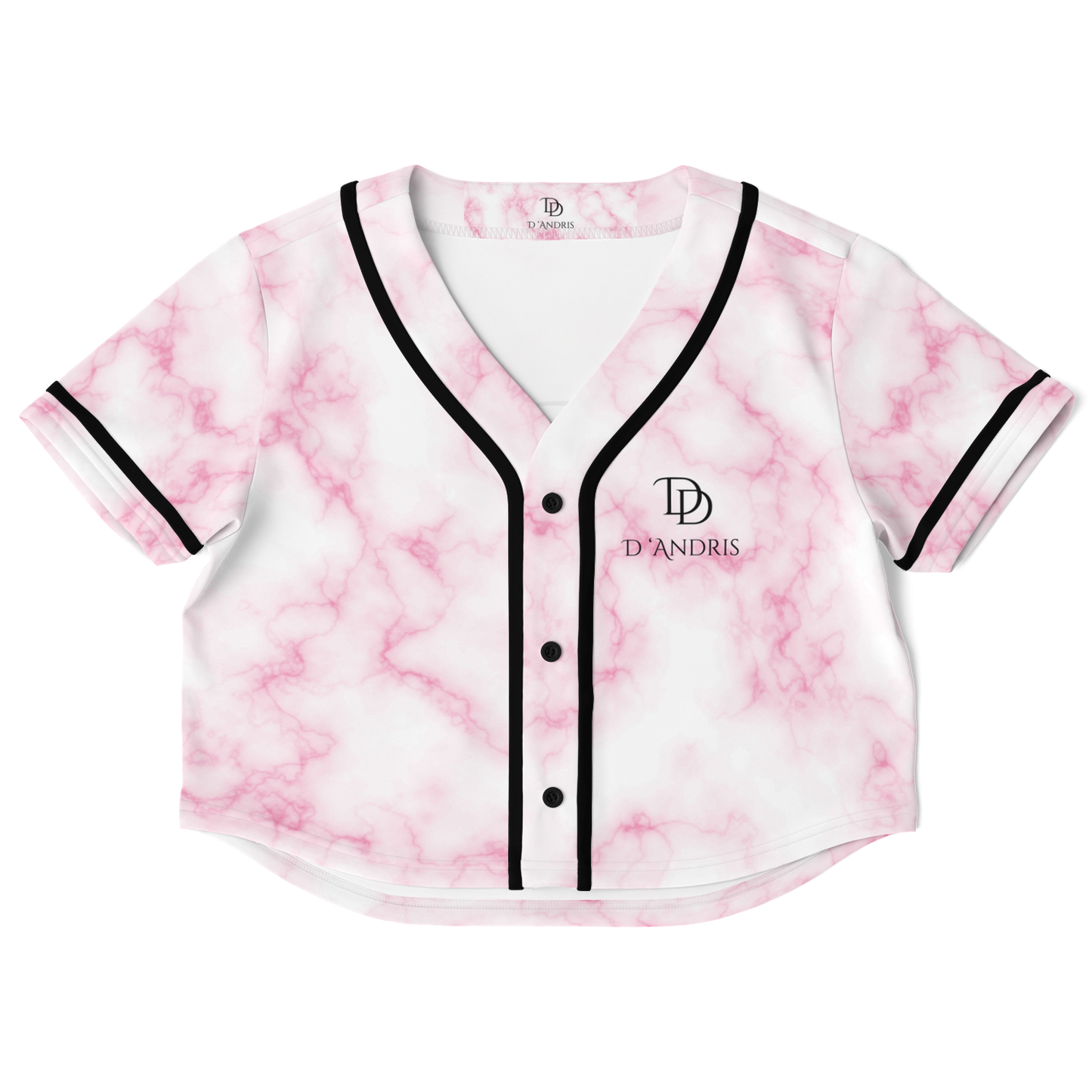 Pink Marble Cropped Baseball Jersey