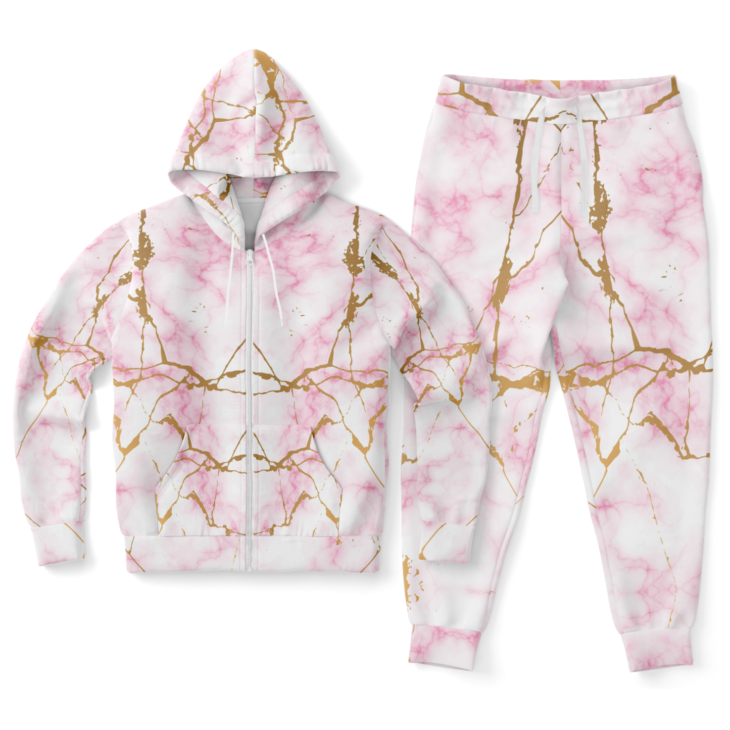 Pink Marble Zip-Up Hoodie & Jogger