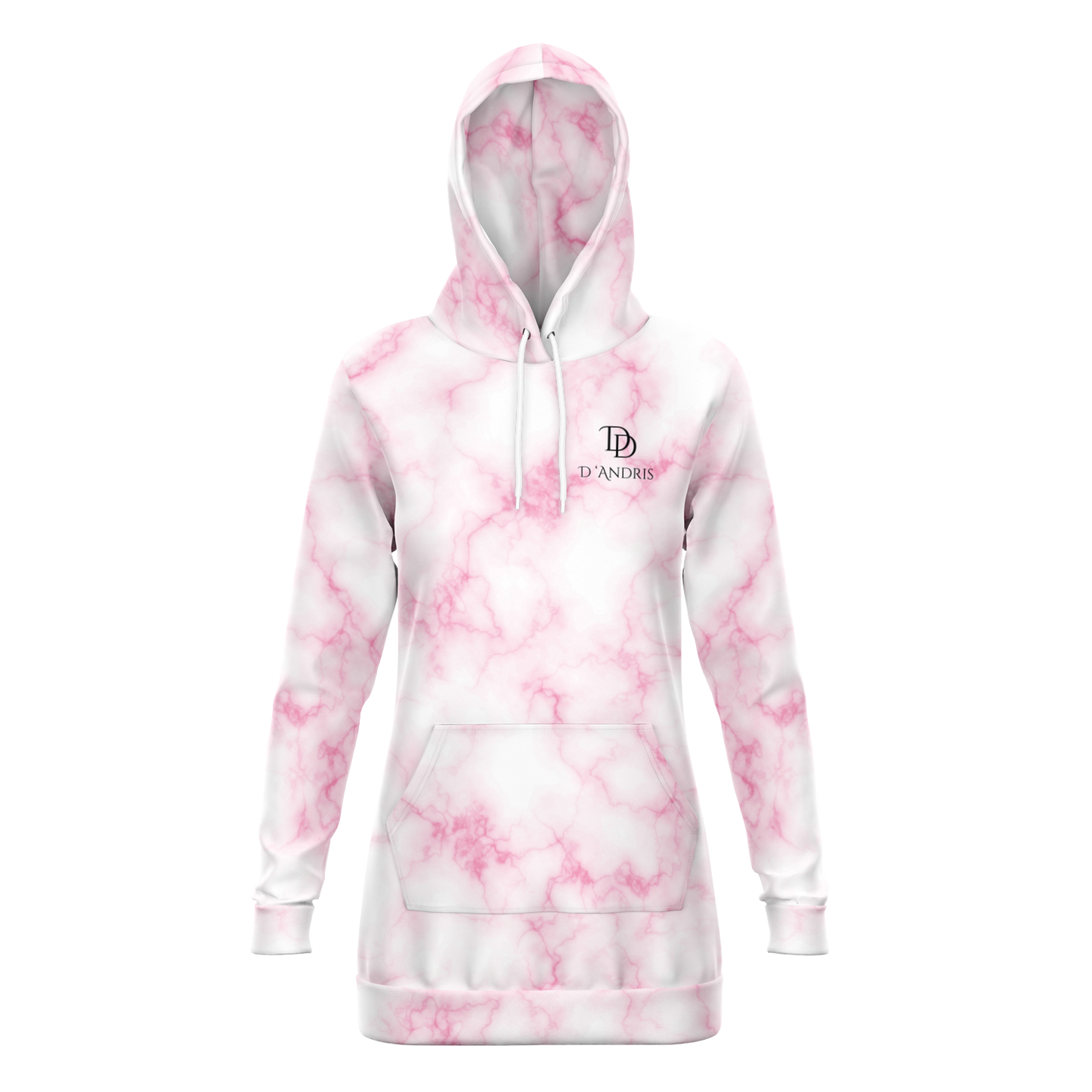 Pink Marble Longline Hoodie