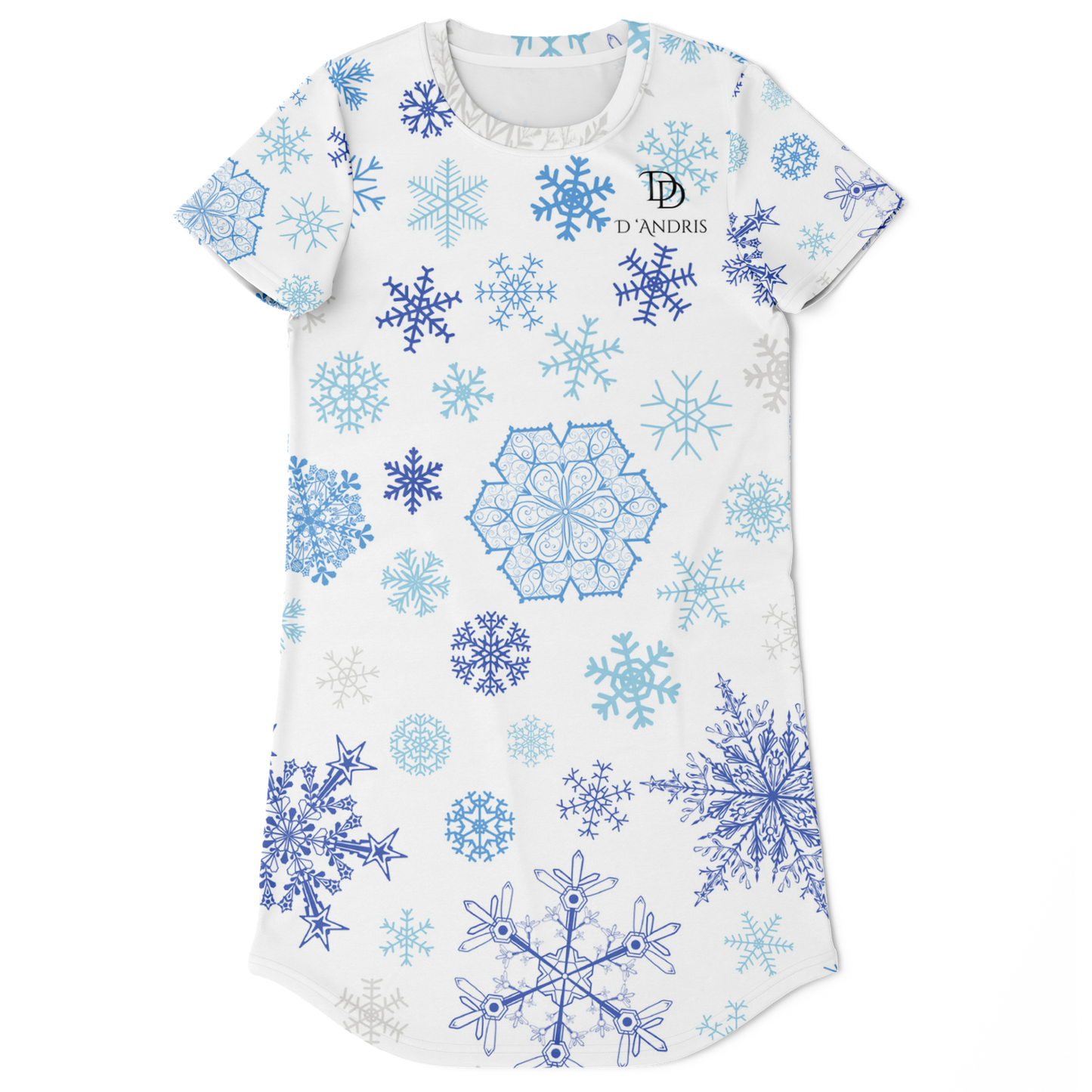 White Snowfall Christmas T-Shirt Dress