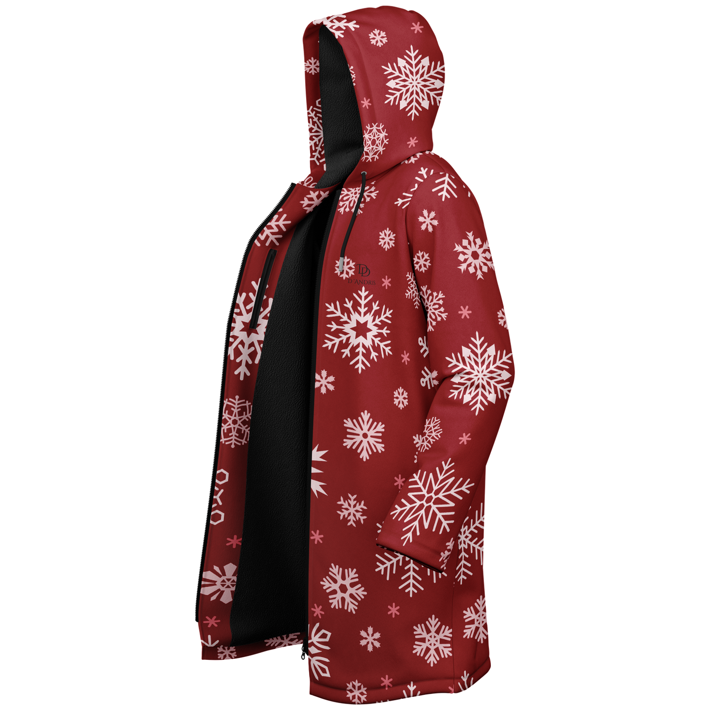 Red Snowfall Christmas Zipper Cloak