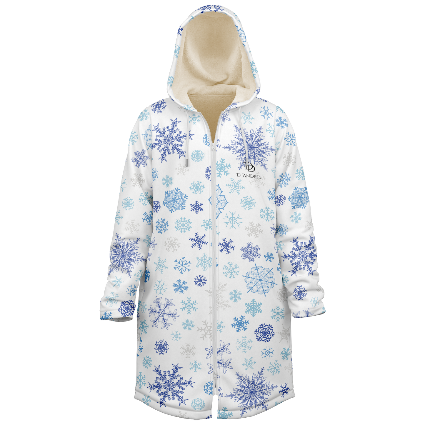 White Snowfall Christmas Zipper Cloak