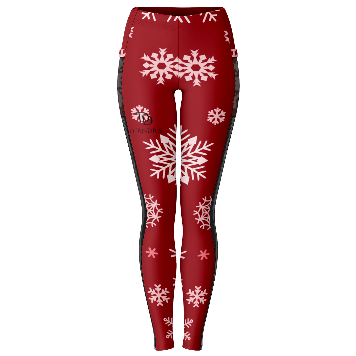 Red Snowfall Christmas Mesh Pocket Legging