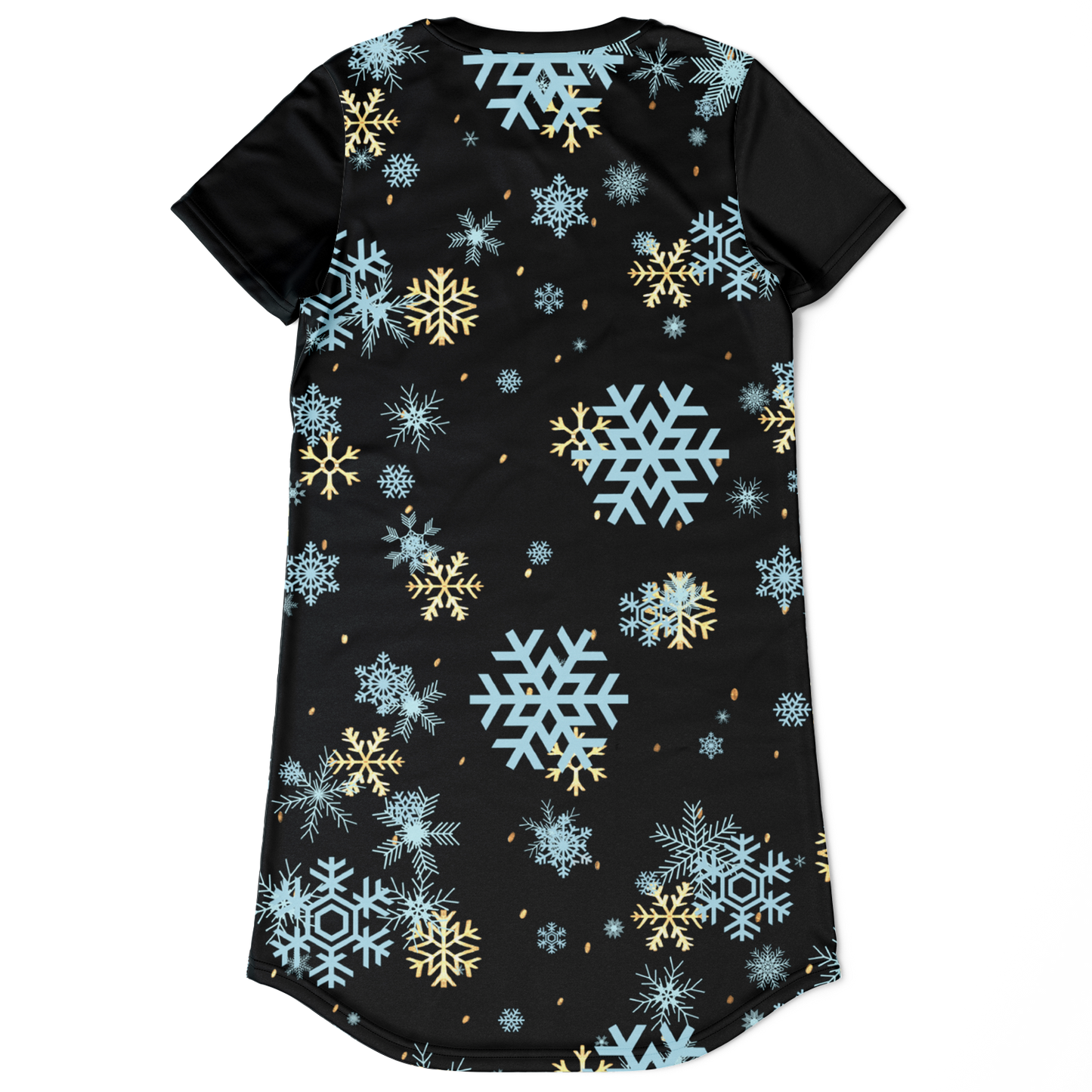 Black Snowfall Christmas T-Shirt Dress