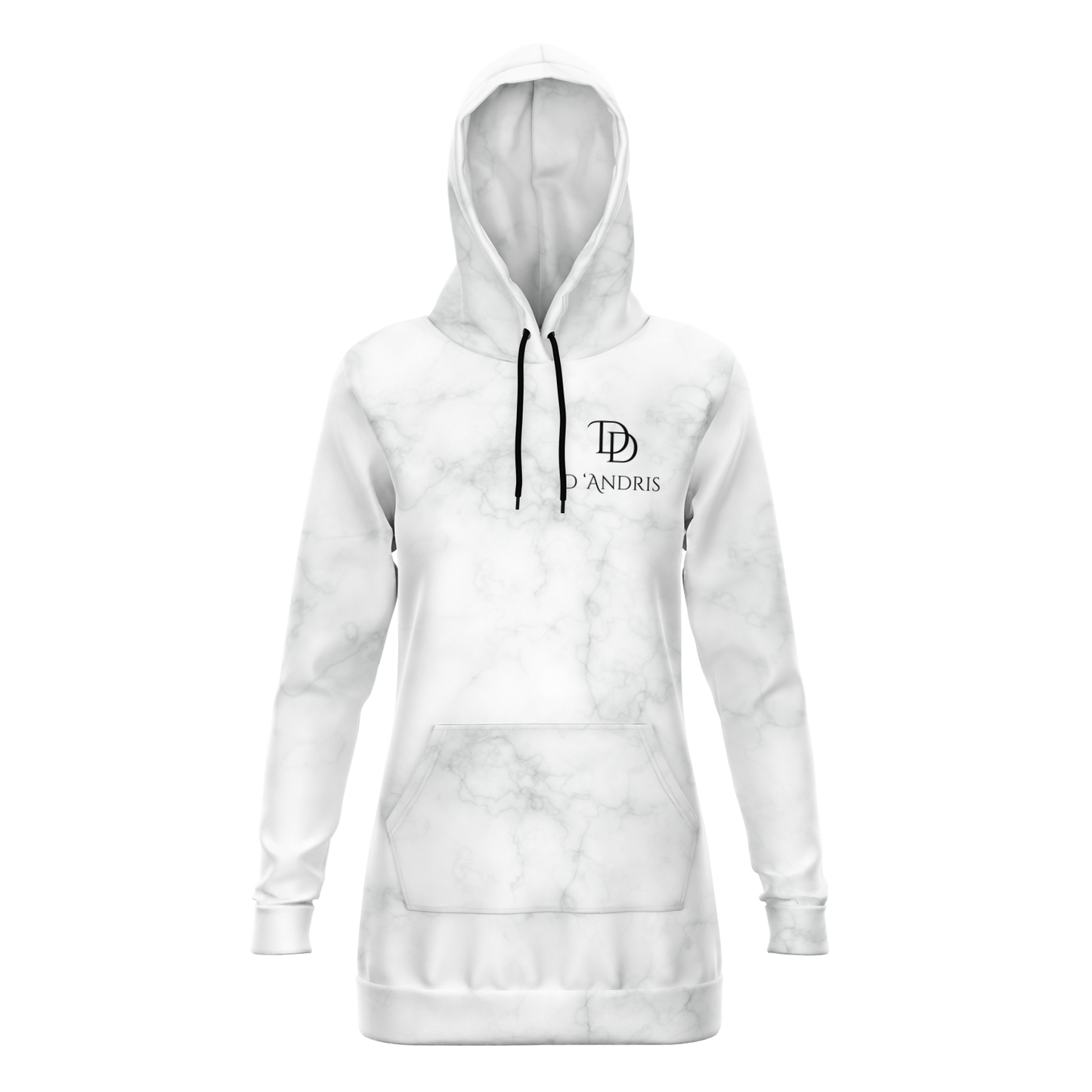 White Marble Longline Hoodie