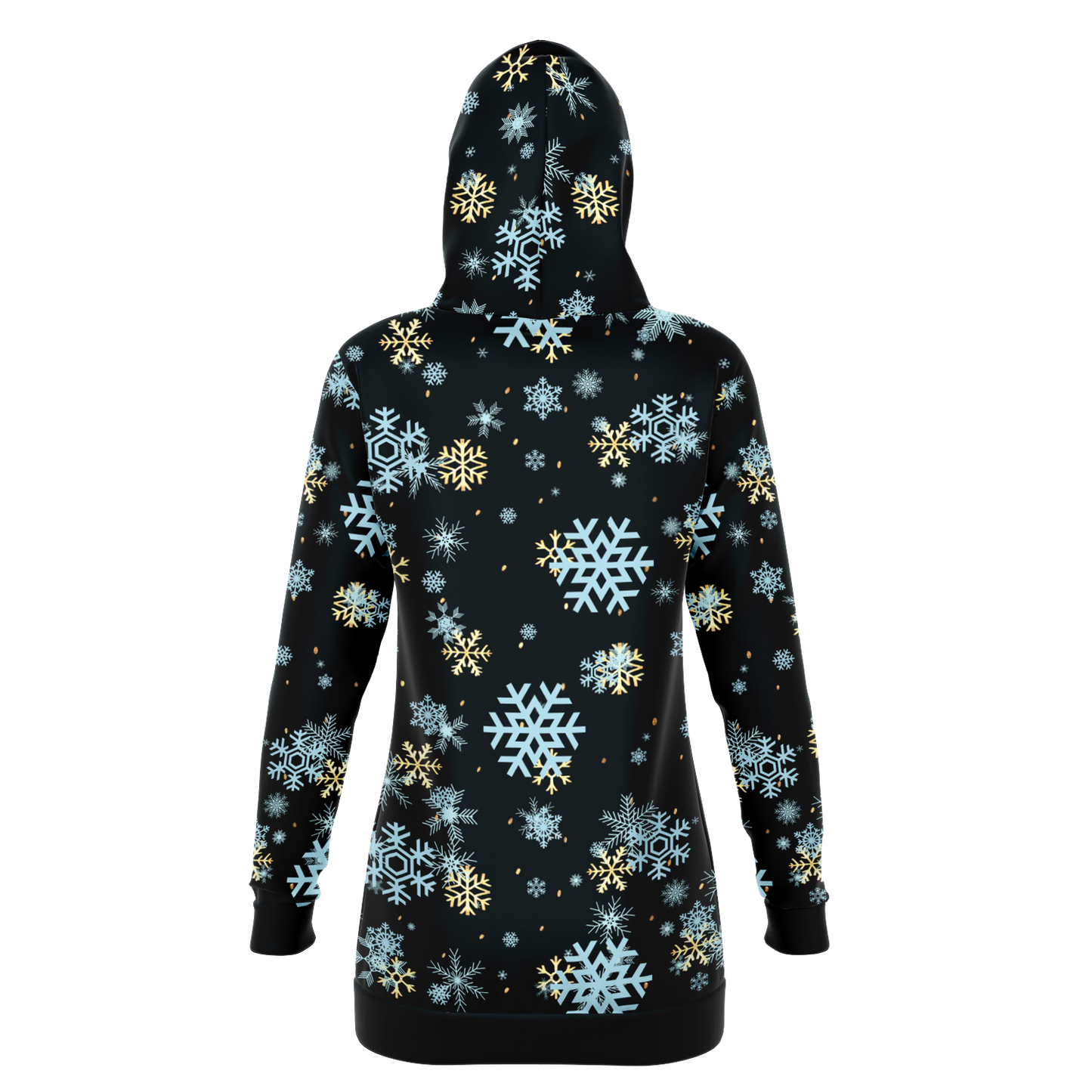 Black Snowfall Christmas Longline Hoodie