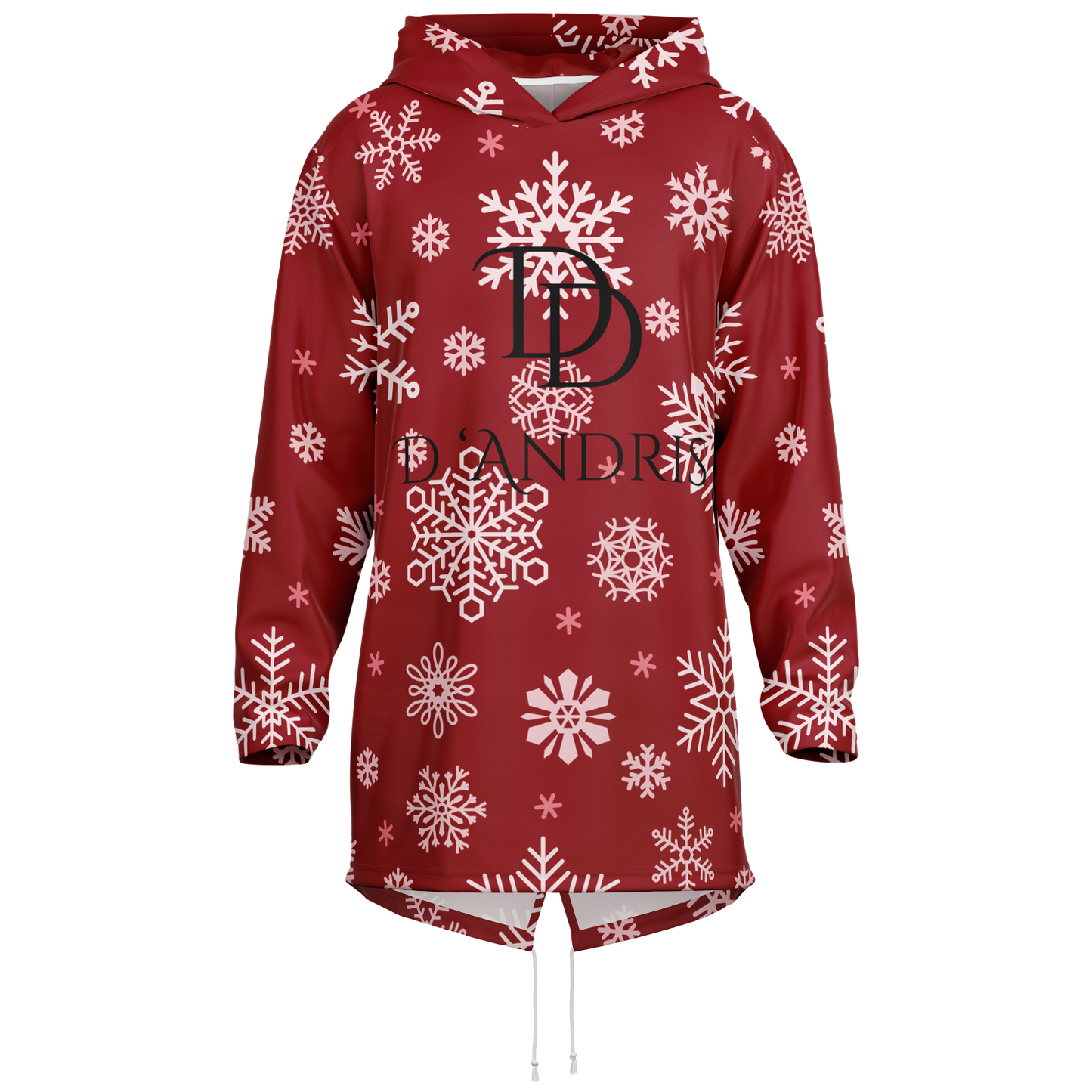 Red Snowfall Christmas Heavyweight Elongated Hoodie