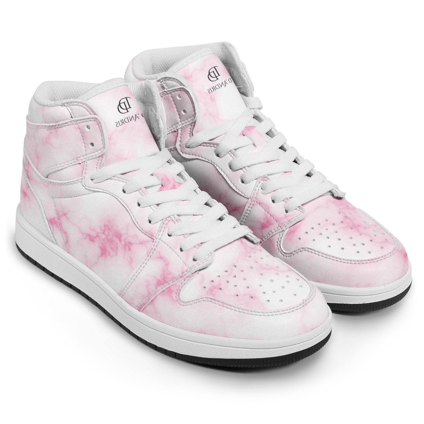 Pink Marble High Top Shoes