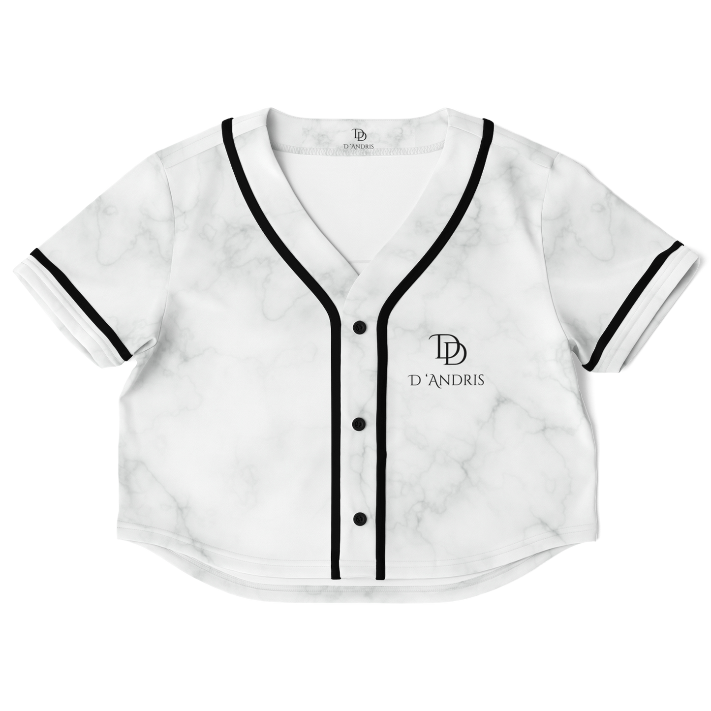 White Marble Cropped Baseball Jersey